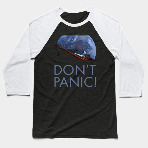 Don't Panic Starman Baseball T-Shirt by Nerd_art